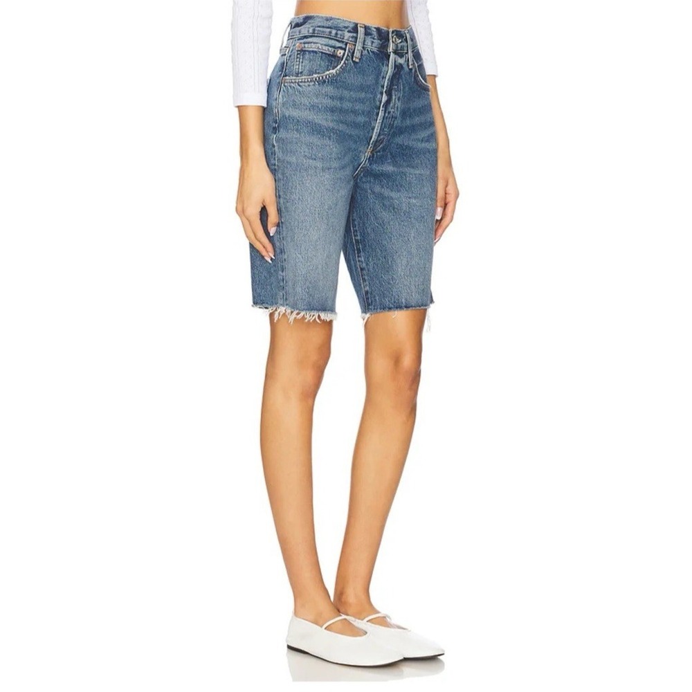 AGOLDE Wmn Size 26 90's Mid Rise Loose Shorts Ruin Button Fly Distressed Raw Hem - Picture 2 of 16